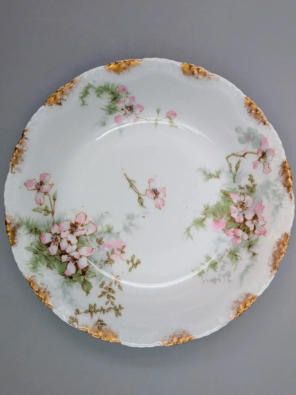 Set of 4 Antique Theodore Haviland Limoges Berry Bowls - Pink Floral Pattern